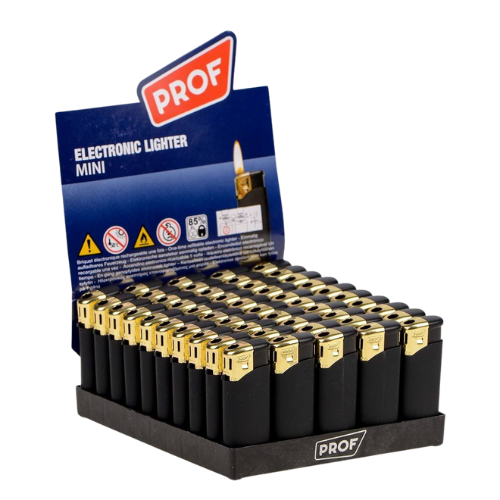 Mini briquet caoutchouc Noir/or Prof